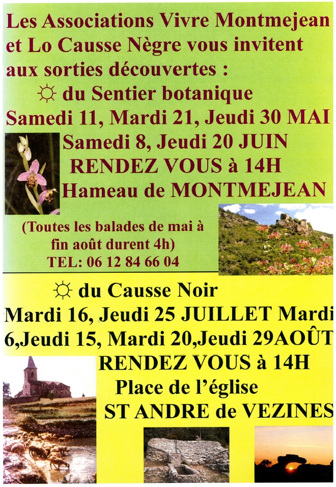 Sorties découverte 2019 avec Marie-José Cartayrade à Montméjean et sur le Causse Noir